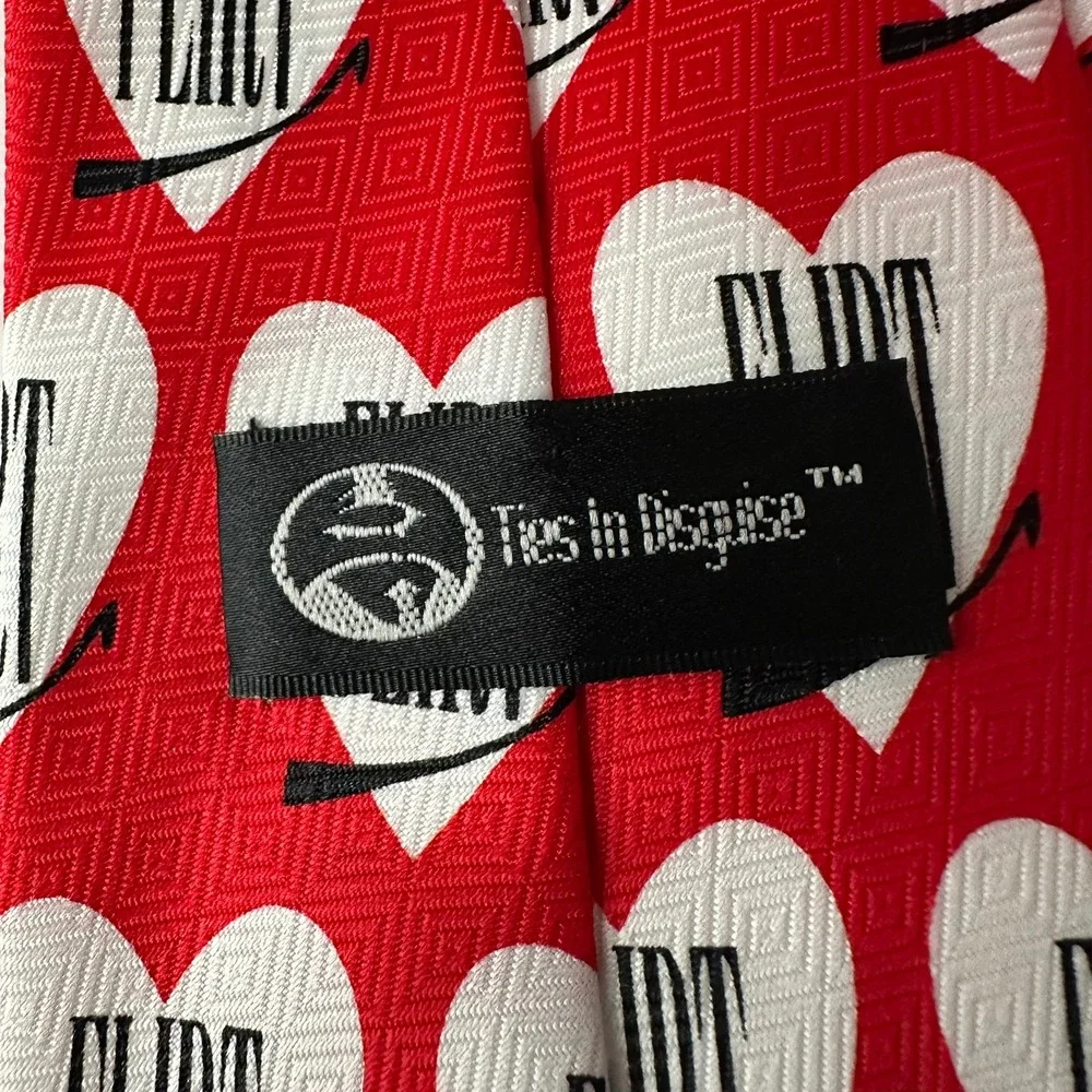 Ties In Disguise Mens Red White Heart Flirt Novelty Necktie Valentines Day Love
